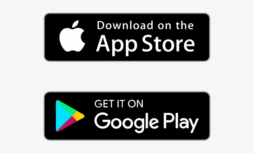 Bilden visar logotype App Store och google play